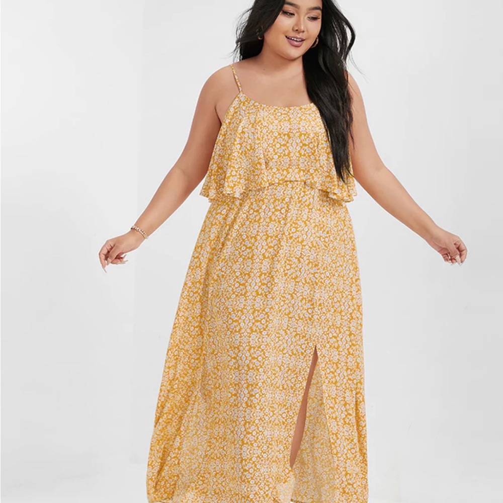 Bloomchic yellow flutter dress, floral, US18